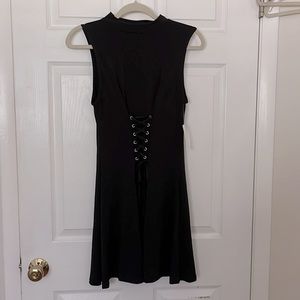 KEY & LIME CORSET LACE UP DRESS, BLACK, STRETCHY, LARGE